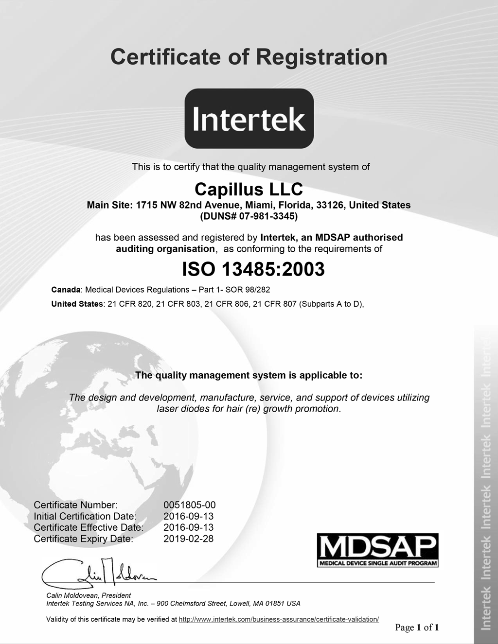 ISO 13485 - Capillus LLC