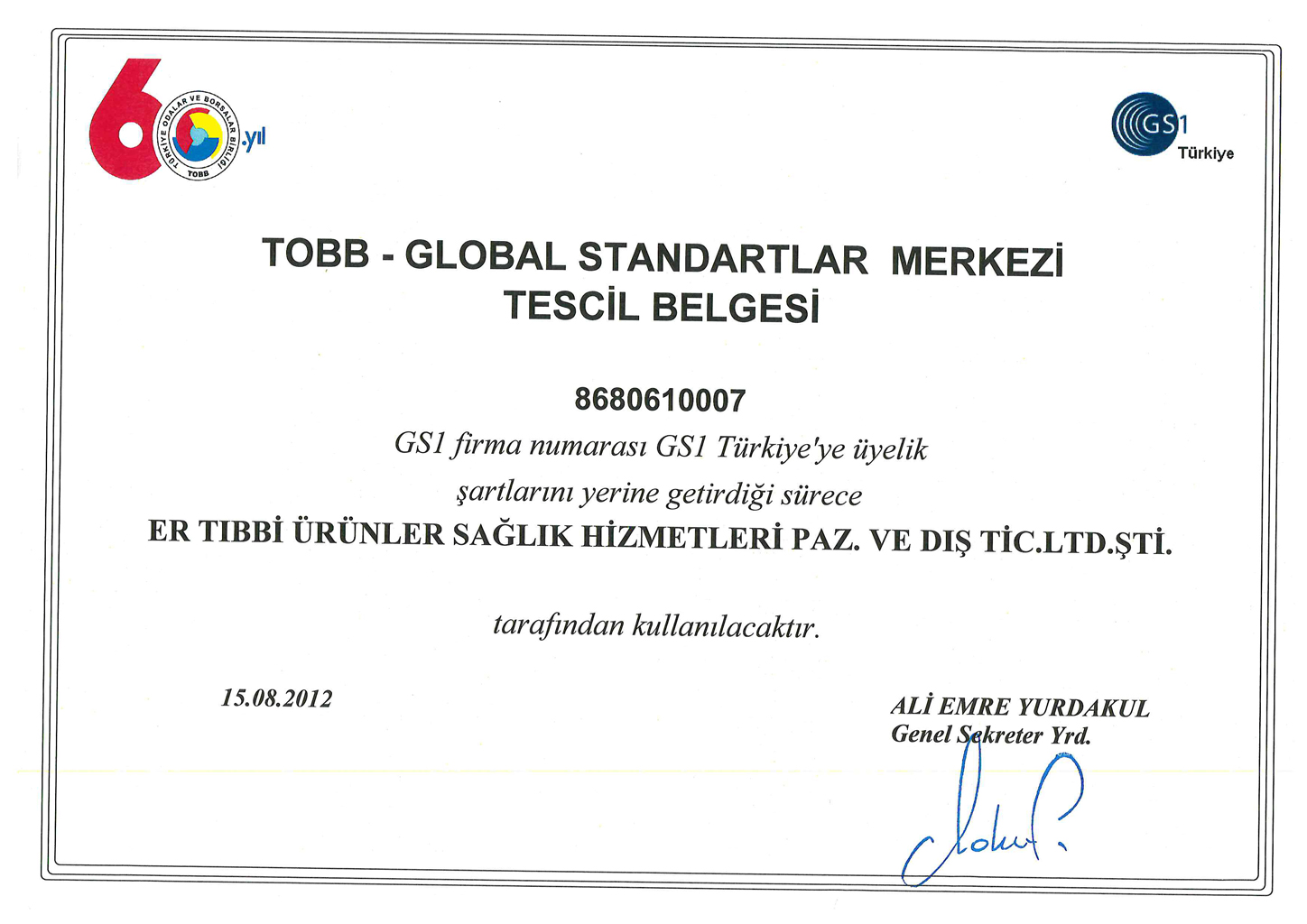 TOBB Registration Certificate