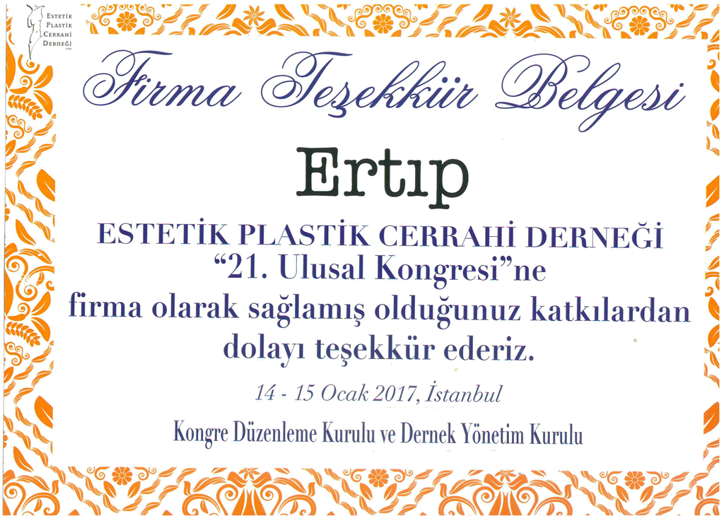 Estetik Plastik Cerrahi Derneği 21. Ulusal Kongresi 14-15 Ocak 2017 İstanbul