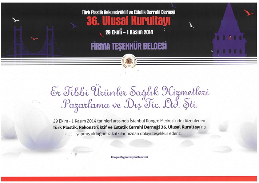 Türk Plastik Rekonstrüktif ve Estetik Cerrahi Derneği 36. Ulusal Kurultayı 29 Ekim 1 Kasım 2014