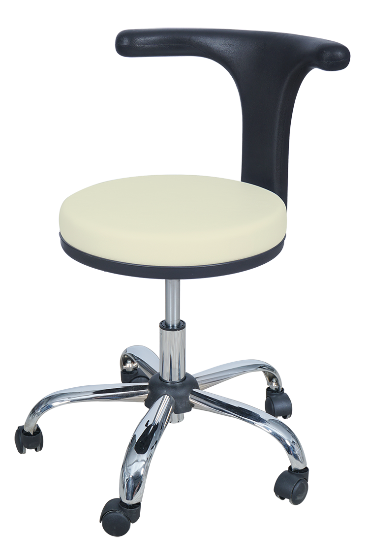 Medical Doctor Stool with T Shaped Backrest (Beige)