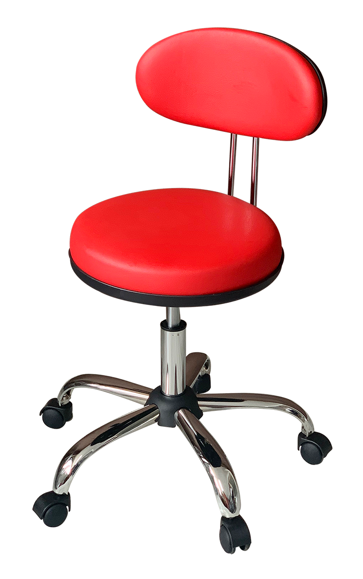 Medical Stool with Oval Backrest ( Claret Red)