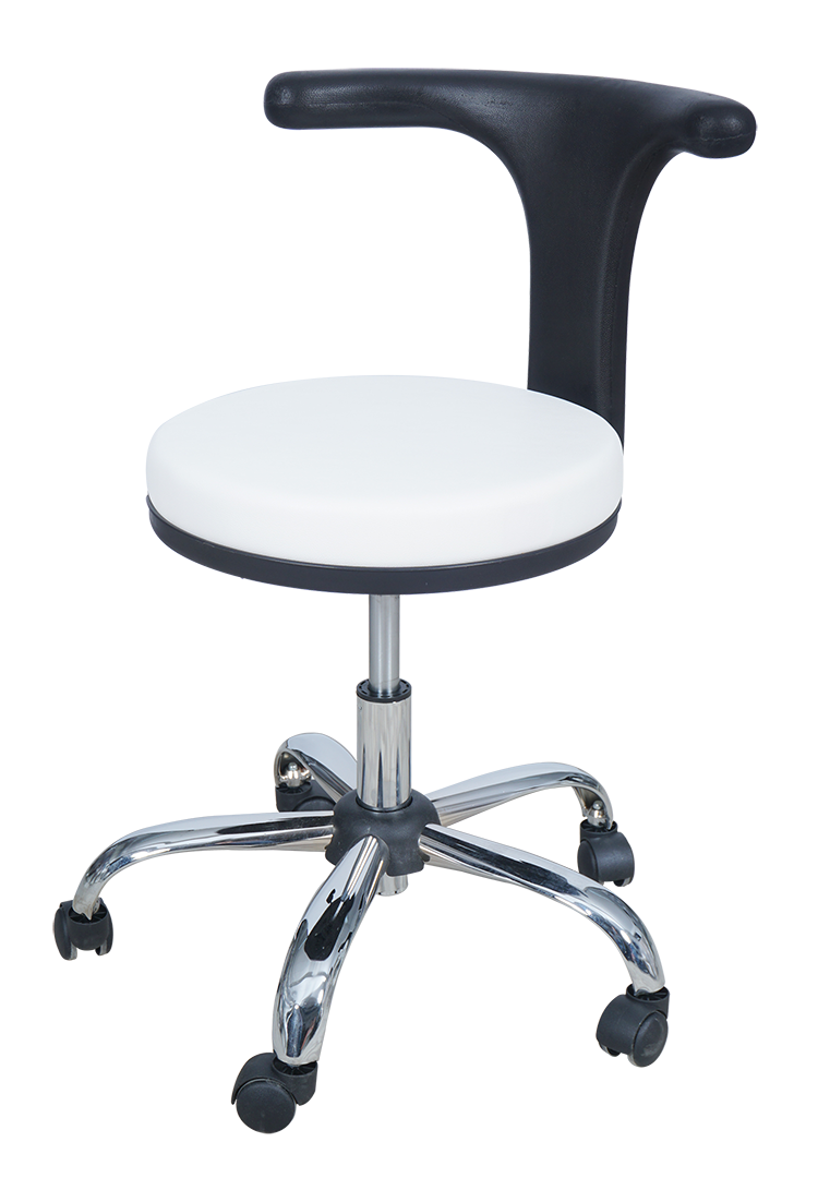 Medical Doctor Stool with T Shaped Backrest (White)
