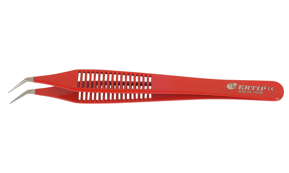 Ertip Colorful Model Extracting Forceps With Horizontal Serration (10 MM 45°)Red