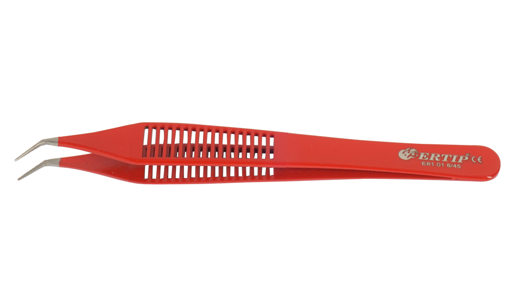 Ertip Colorful Model Extracting Forceps With Serration  (8 MM 45°)Red