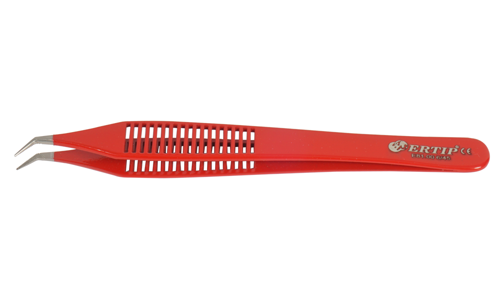 Ertip Colorful Model Extracting Forceps With Serration (6 MM 45°)Red