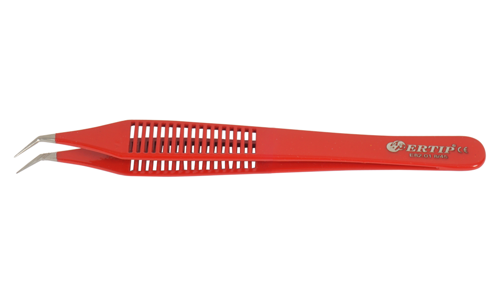 Ertip Colorful Model Extracting Forceps With Horizontal Serration (8 MM 45°)Red