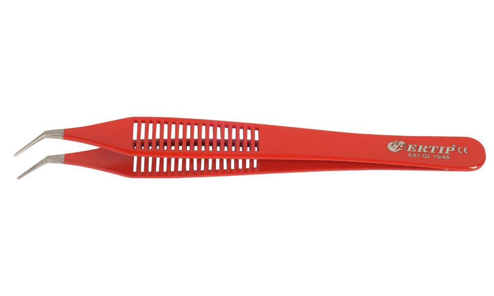 Ertip Colorful Model Extracting Forceps With Serration  (10 MM 45°)Red