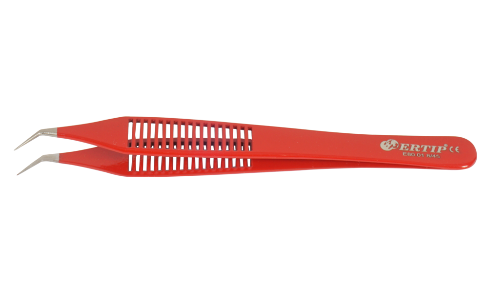 Ertip Colorful Model Extracting Forceps Without Serration (8 MM 45°)Red