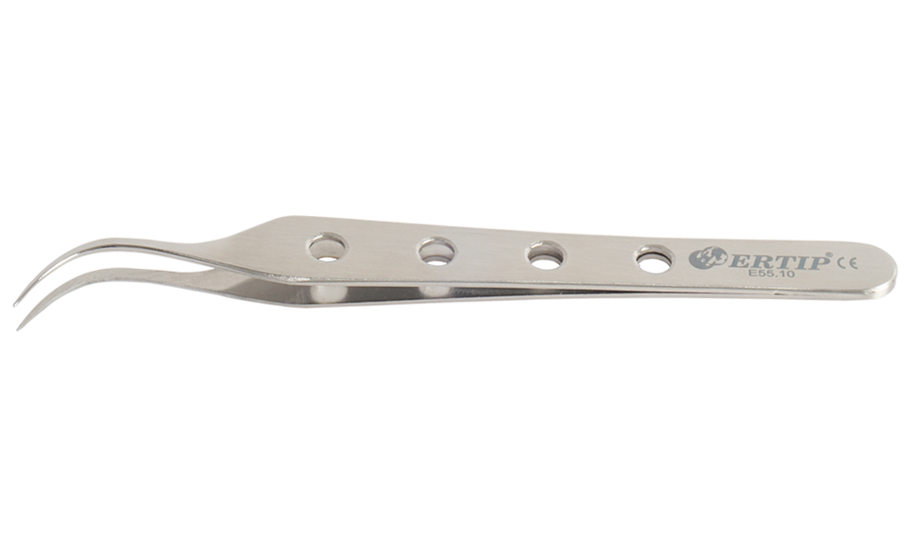 Ertip Curved Forceps With Hole (Horizontal Serration Tip)
