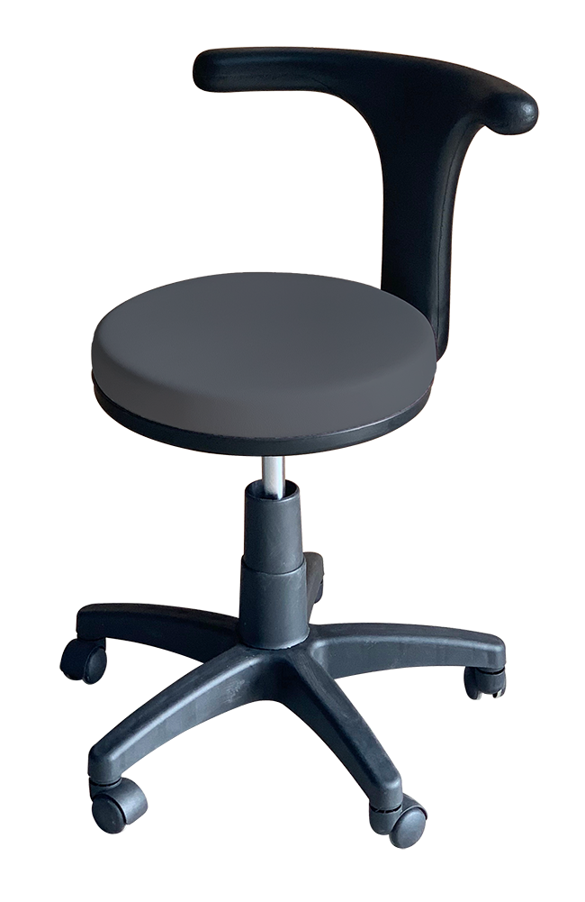Medical Doctor Stool with T Shaped Backrest (Dark Grey)