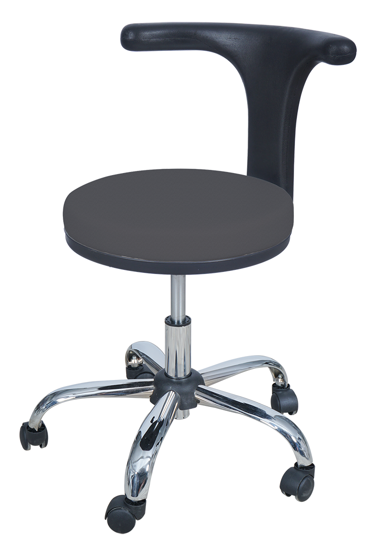 Medical Doctor Stool with T Shaped Backrest (Dark Grey)