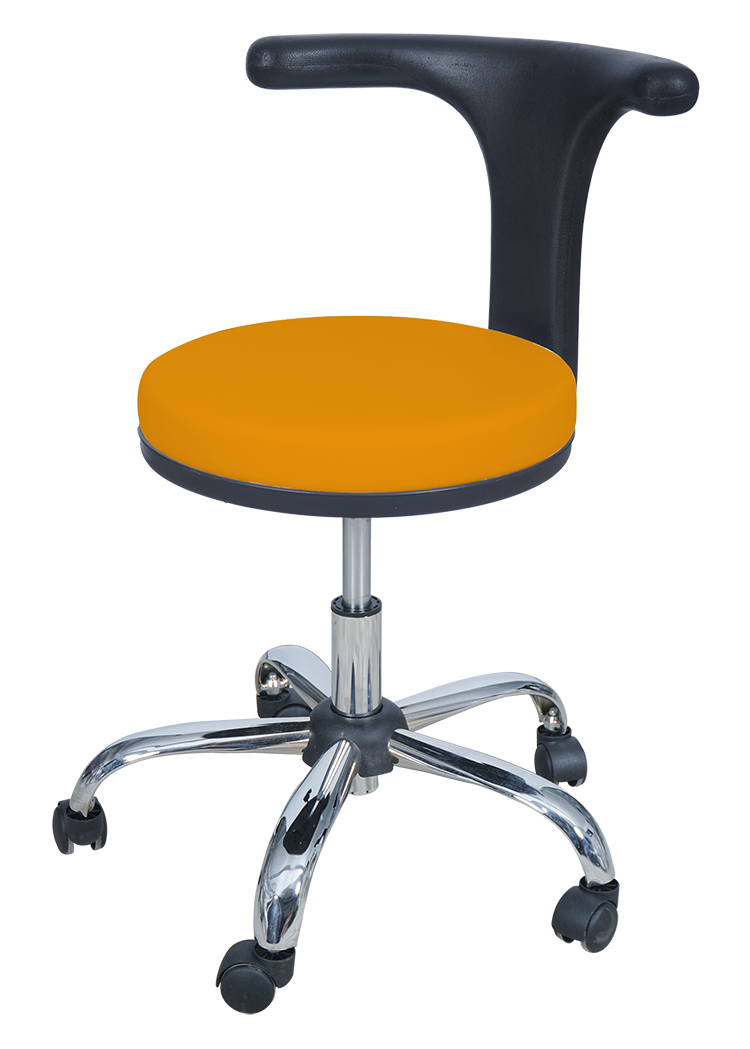 Medical Doctor Stool with T Shaped Backrest (Orange)