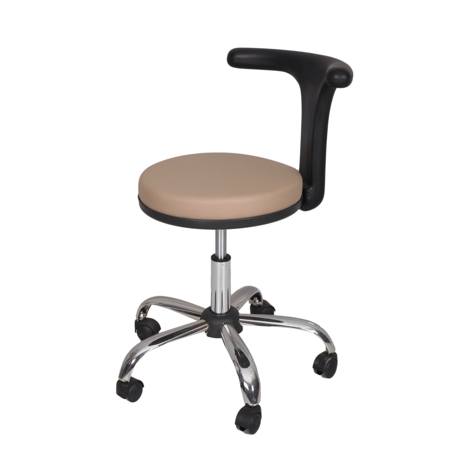 Medical Doctor Stool with T Shaped Backrest (Milky Brown)