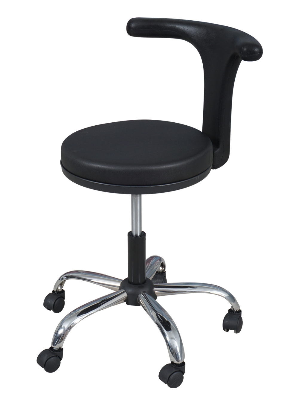 Medical Doctor Stool with T Shaped Backrest (Black)